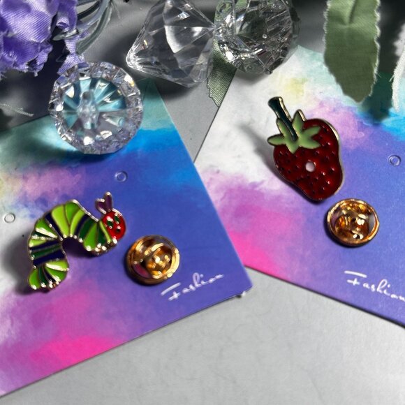 Caterpillar Strawberry Lapel Pin Jewelry Brooch Badge Pin Accessories Gift - Picture 2 of 6